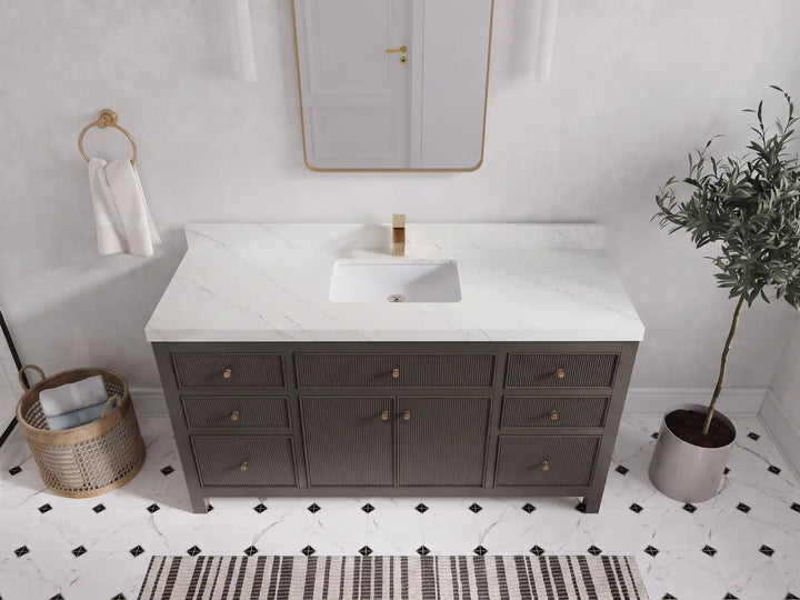 Sonoma 60 in W x 22 in D Free Standing Reeded Single Sink Bathroom Vanity - photo 30