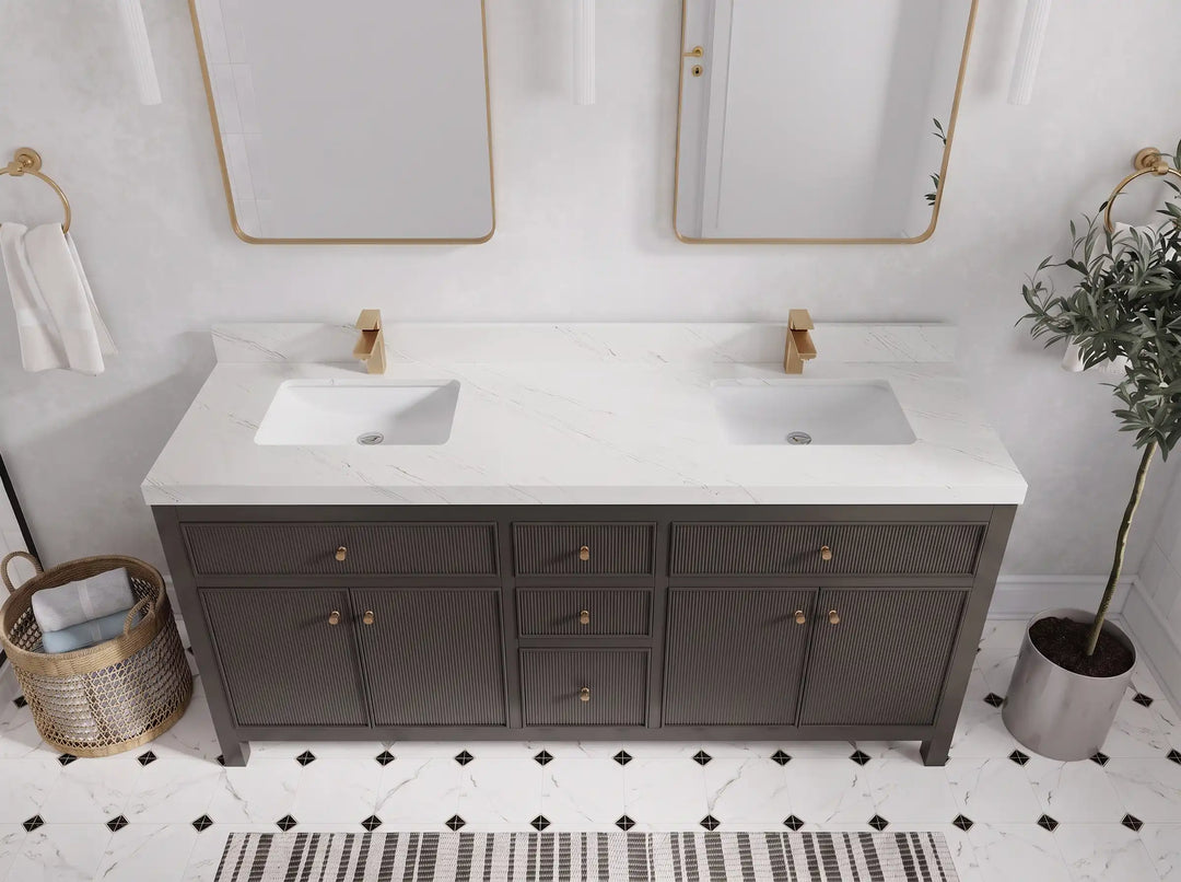 Sonoma 72 in W x 22 in D Free Standing Reeded Double Sink Bathroom Vanity | 
              
                Urbane Bronze
                
                  
             - SON_URB_WHQZ_72D - photo №17
