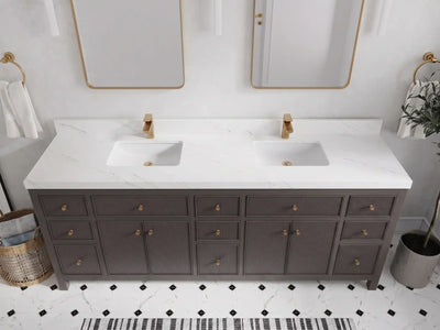 Sonoma 84 in W x 22 in D Free Standing Reeded Double Sink Bathroom Vanity