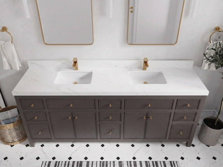 Sonoma 84 in W x 22 in D Free Standing Reeded Double Sink Bathroom Vanity - photo 21