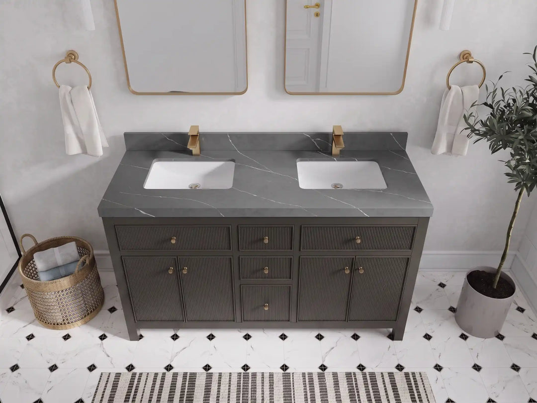 Sonoma 60 in W x 22 in D Free Standing Reeded Double Sink Bathroom Vanity | 
              
                Urbane Bronze
                
                  
             - SON_URB_WHQZ_60D - photo №25
