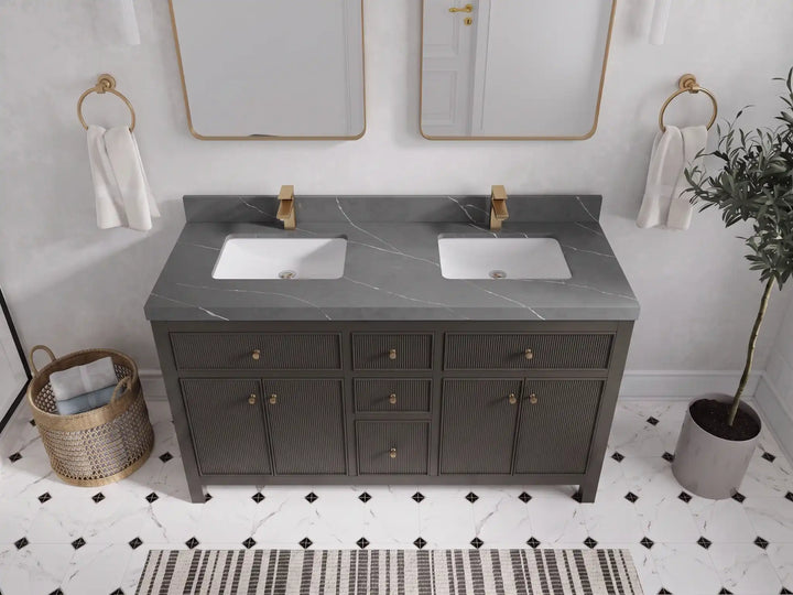 Sonoma 60 in W x 22 in D Free Standing Reeded Double Sink Bathroom Vanity - photo 25
