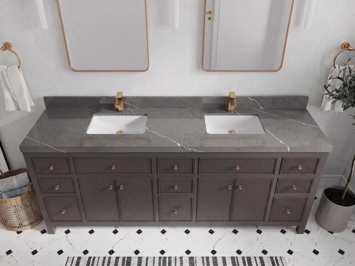 Sonoma 84 in W x 22 in D Free Standing Reeded Double Sink Bathroom Vanity - photo 23
