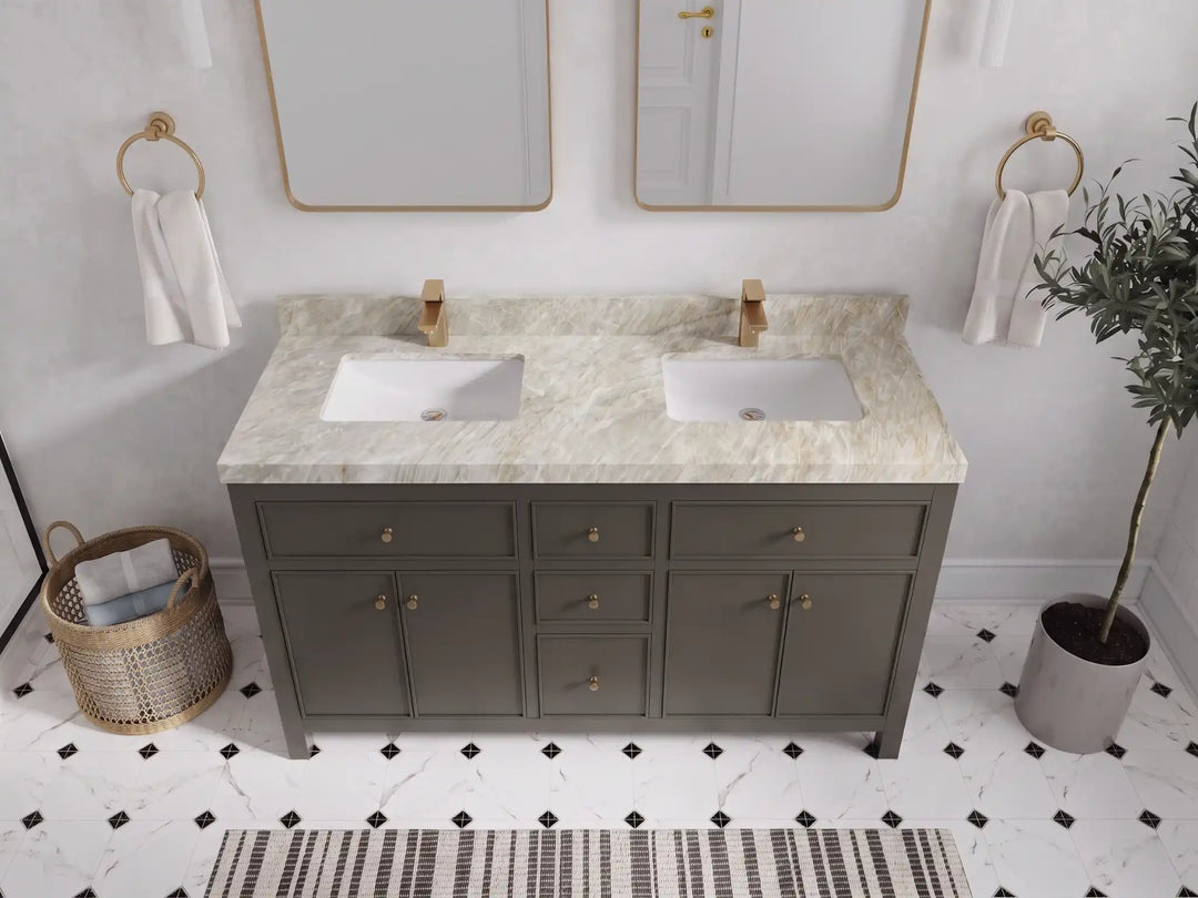 Sonoma 60 in W x 22 in D Free Standing Reeded Double Sink Bathroom Vanity | 
              
                Urbane Bronze
                
                  
             - SON_URB_WHQZ_60D - photo №33