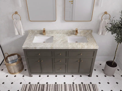 Sonoma 60 in W x 22 in D Free Standing Reeded Double Sink Bathroom Vanity