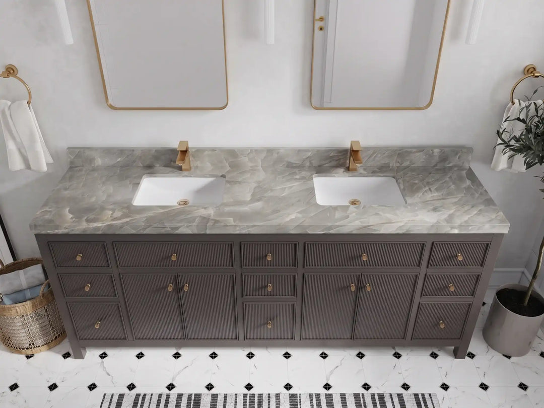 Sonoma 84 in W x 22 in D Free Standing Reeded Double Sink Bathroom Vanity | 
              
                Urbane Bronze
                
                  
             - SON_URB_WHQZ_84D - photo №32