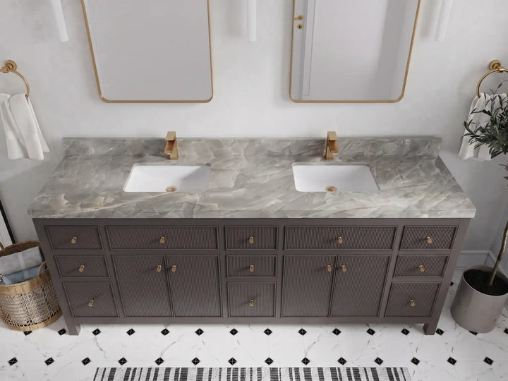 Sonoma 84 in W x 22 in D Free Standing Reeded Double Sink Bathroom Vanity - photo 32