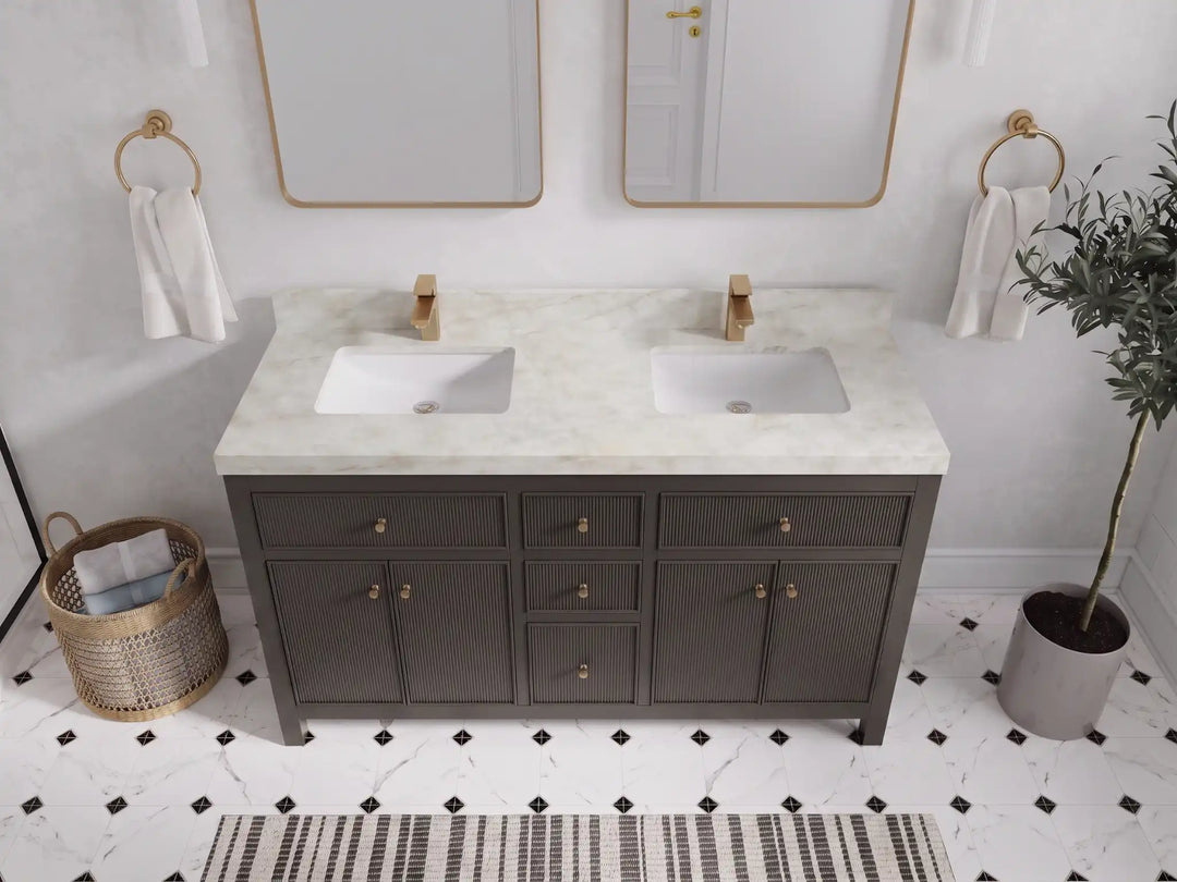 Sonoma 60 in W x 22 in D Free Standing Reeded Double Sink Bathroom Vanity | 
              
                Urbane Bronze
                
                  
             - SON_URB_WHQZ_60D - photo №34