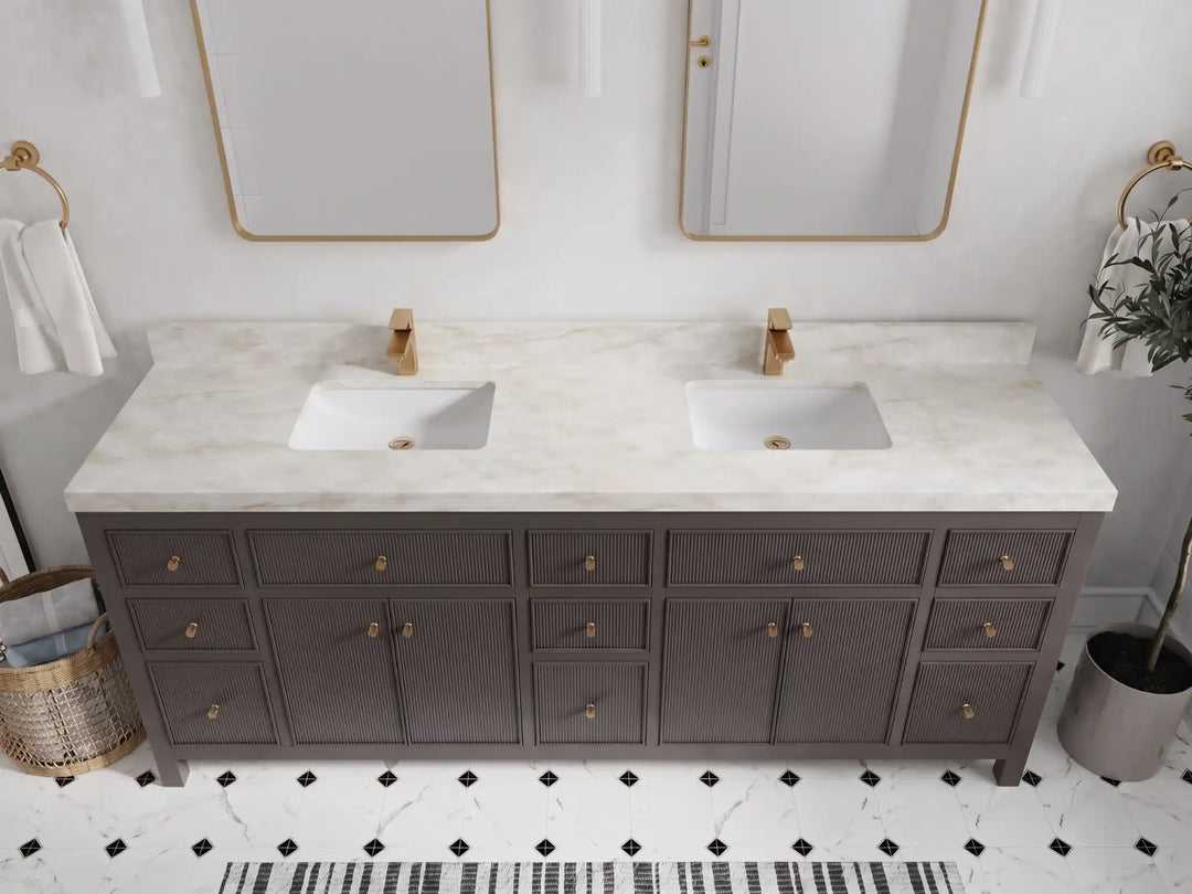 Sonoma 84 in W x 22 in D Free Standing Reeded Double Sink Bathroom Vanity | 
              
                Urbane Bronze
                
                  
             - SON_URB_WHQZ_84D - photo №33
