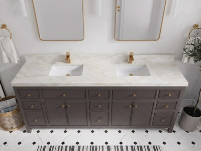Sonoma 84 in W x 22 in D Free Standing Reeded Double Sink Bathroom Vanity