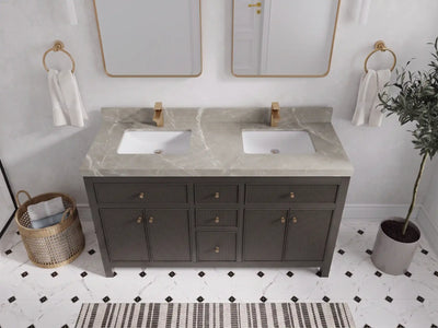 Sonoma 60 in W x 22 in D Free Standing Reeded Double Sink Bathroom Vanity