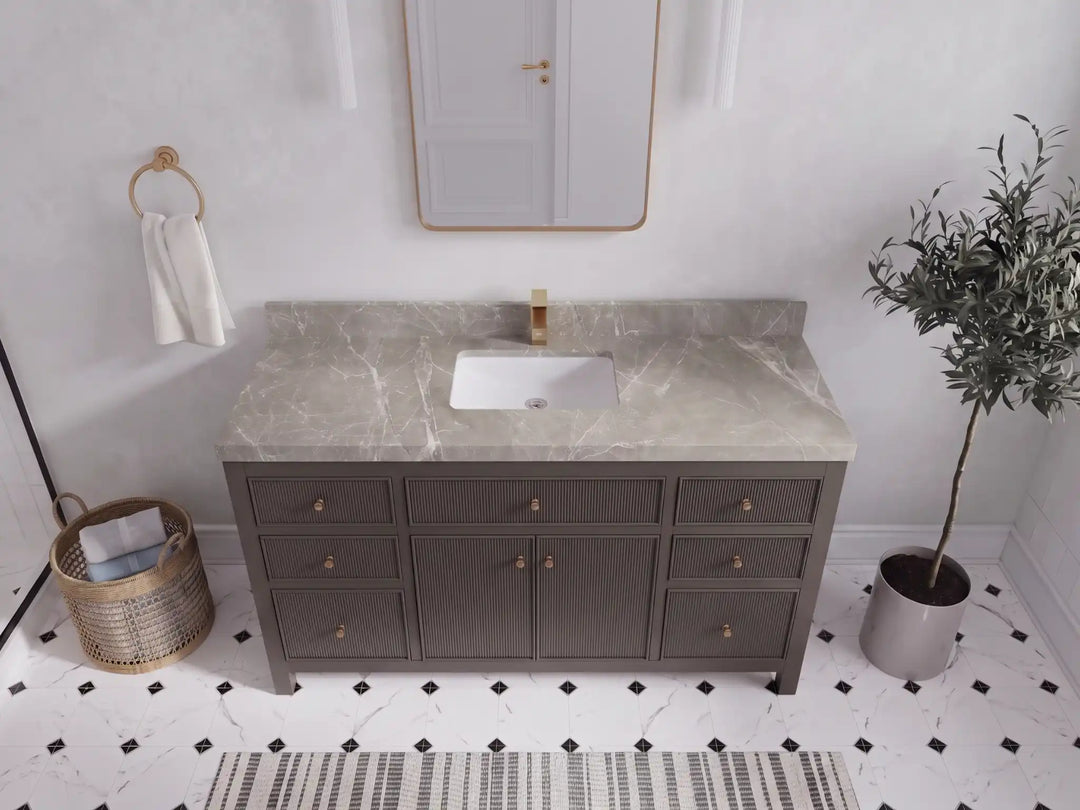 Sonoma 60 in W x 22 in D Free Standing Reeded Single Sink Bathroom Vanity | 
              
                Urbane Bronze
                
                  
             - SON_URB_WHQZ_60S - photo №21