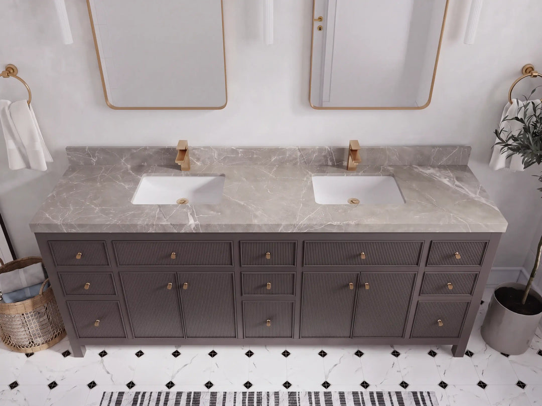 Sonoma 84 in W x 22 in D Free Standing Reeded Double Sink Bathroom Vanity | 
              
                Urbane Bronze
                
                  
             - SON_URB_WHQZ_84D - photo №39