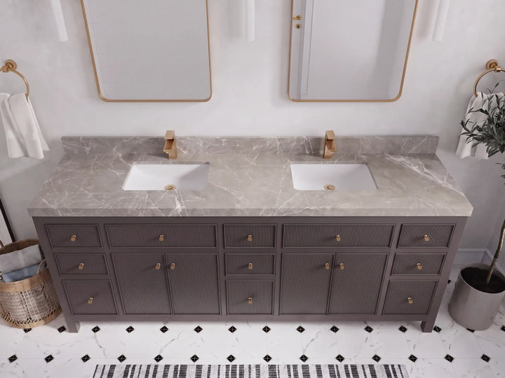 Sonoma 84 in W x 22 in D Free Standing Reeded Double Sink Bathroom Vanity - photo 39