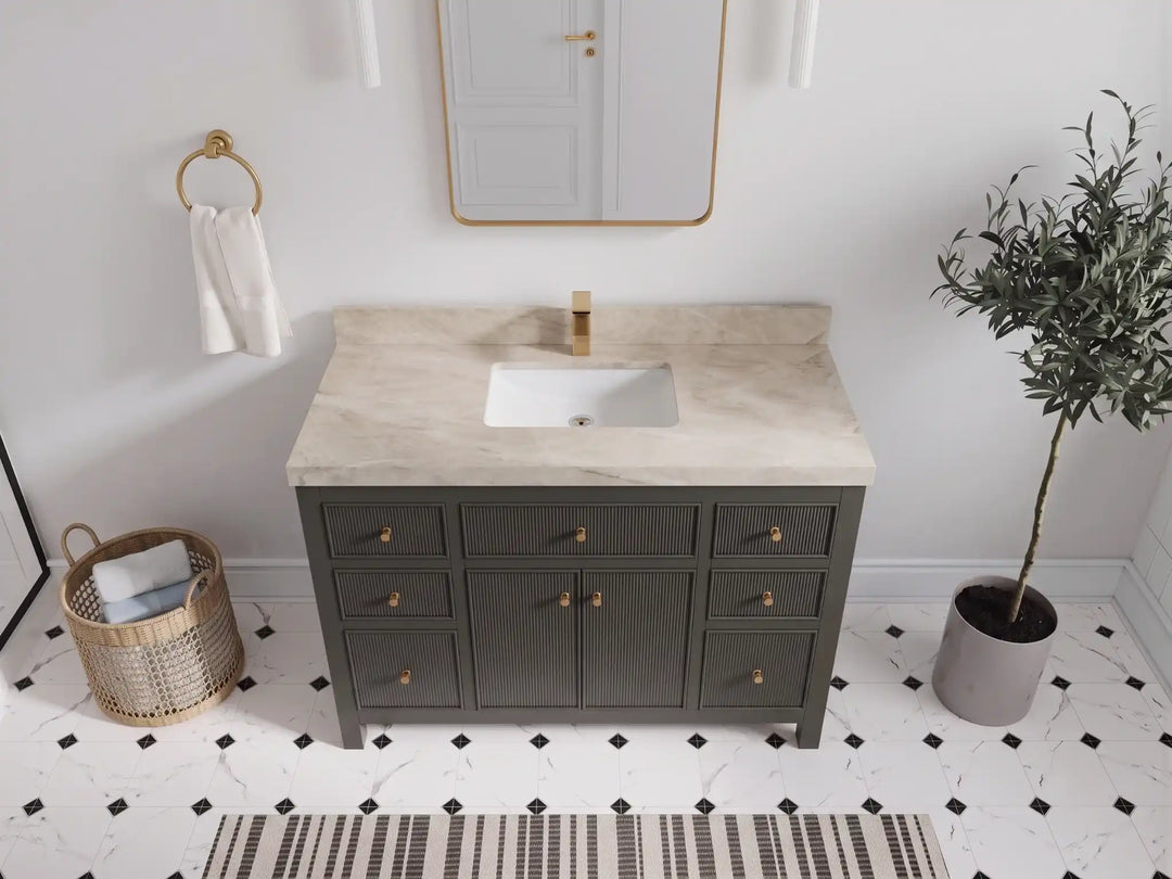 Sonoma 48 in W x 22 in D Free Standing Reeded Single Sink Bathroom Vanity | 
              
                Urbane Bronze
                
                  
             - SON_URB_WHQZ_48S - photo №25
