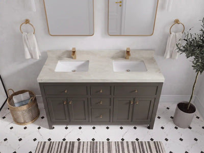 Sonoma 60 in W x 22 in D Free Standing Reeded Double Sink Bathroom Vanity
