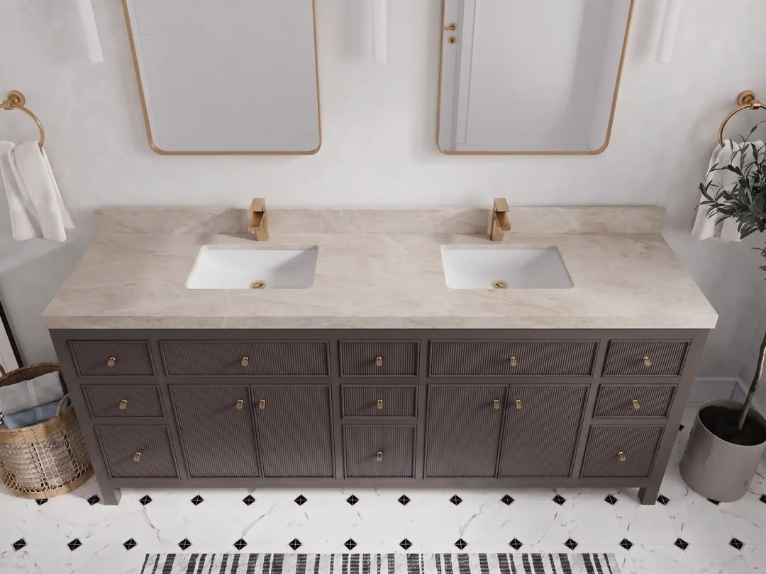 Sonoma 84 in W x 22 in D Free Standing Reeded Double Sink Bathroom Vanity | 
              
                Urbane Bronze
                
                  
             - SON_URB_WHQZ_84D - photo №40