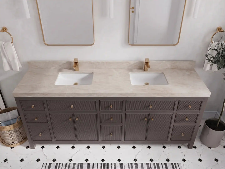 Sonoma 84 in W x 22 in D Free Standing Reeded Double Sink Bathroom Vanity - photo 40