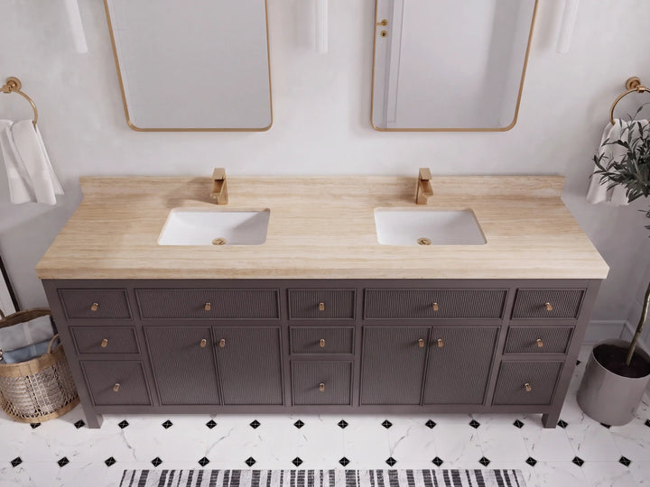 Sonoma 84 in W x 22 in D Free Standing Reeded Double Sink Bathroom Vanity - photo 41