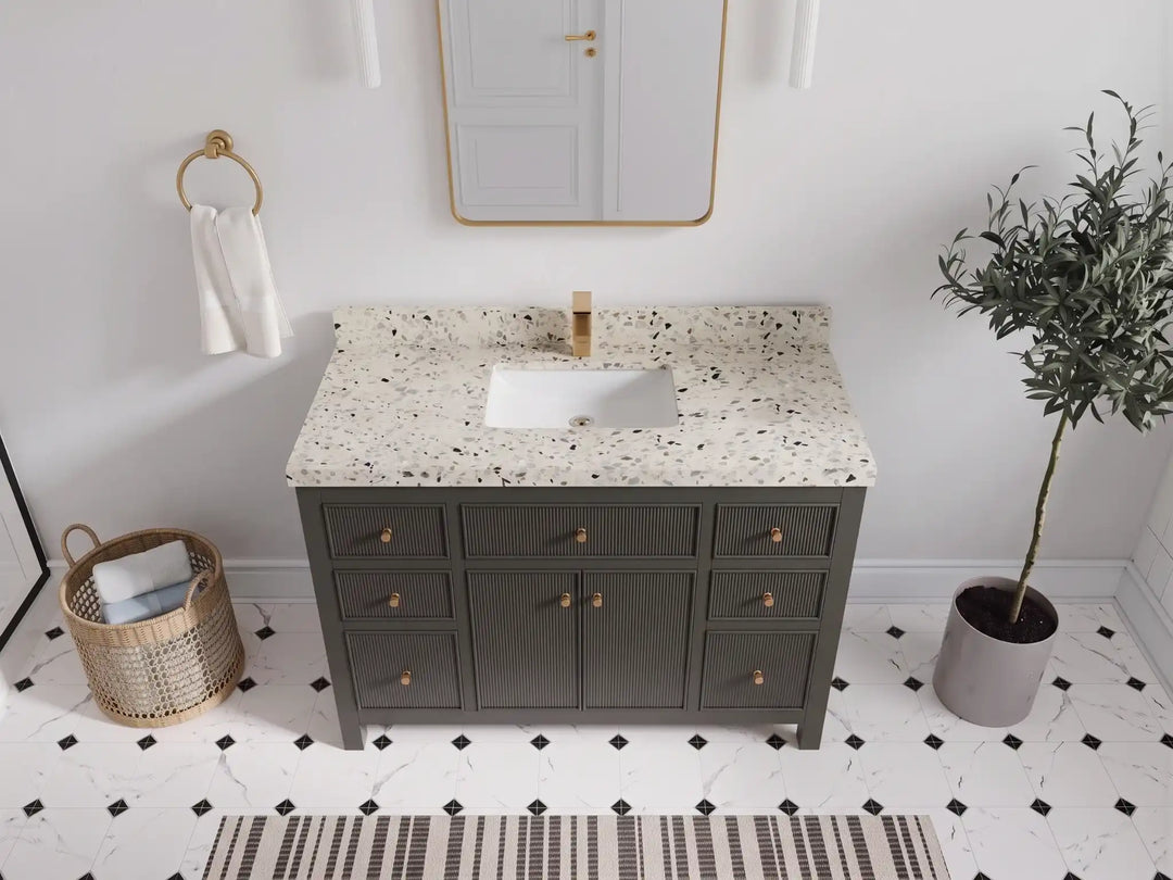Sonoma 48 in W x 22 in D Free Standing Reeded Single Sink Bathroom Vanity | 
              
                Urbane Bronze
                
                  
             - SON_URB_WHQZ_48S - photo №27