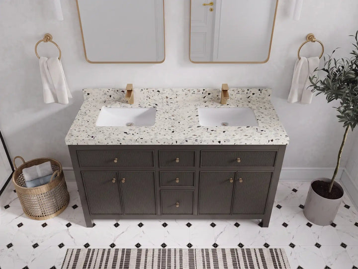 Sonoma 60 in W x 22 in D Free Standing Reeded Double Sink Bathroom Vanity - photo 30
