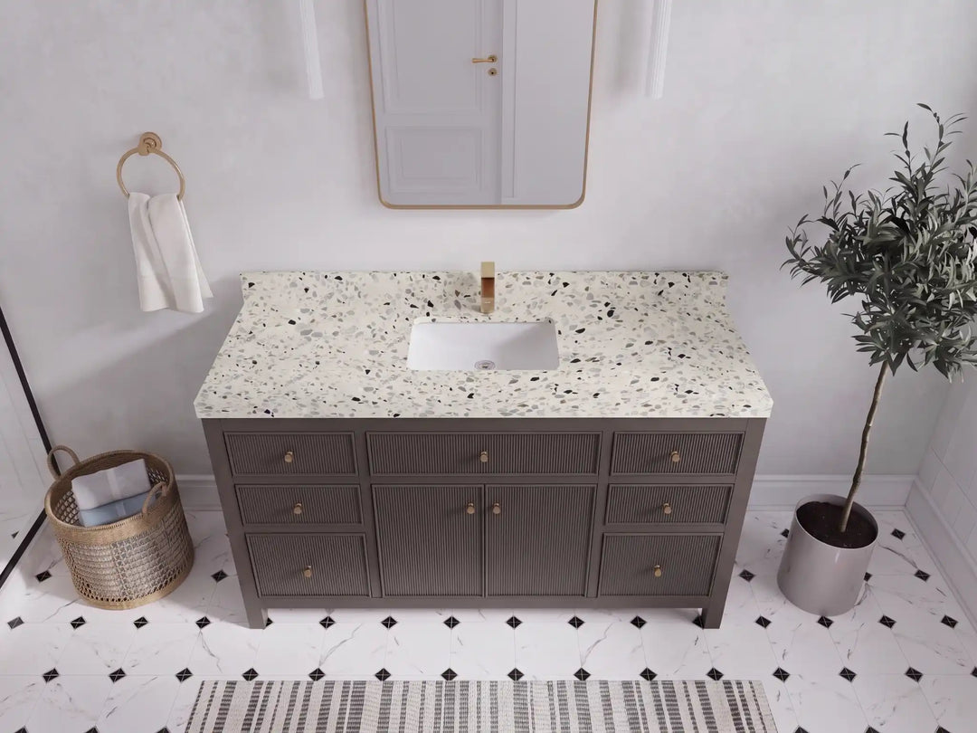 Sonoma 60 in W x 22 in D Free Standing Reeded Single Sink Bathroom Vanity | 
              
                Urbane Bronze
                
                  
             - SON_URB_WHQZ_60S - photo №22
