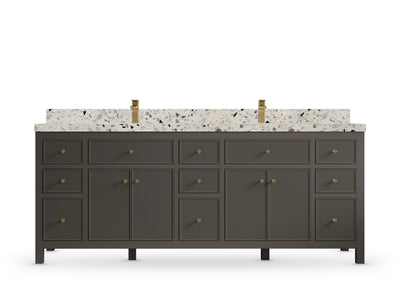 Sonoma 84 Urbane Bronze vanity with Terrazzo Golden Dusk, Straight / Mitered, front view