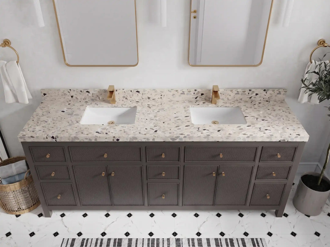 Sonoma 84 in W x 22 in D Free Standing Reeded Double Sink Bathroom Vanity | 
              
                Urbane Bronze
                
                  
             - SON_URB_WHQZ_84D - photo №27