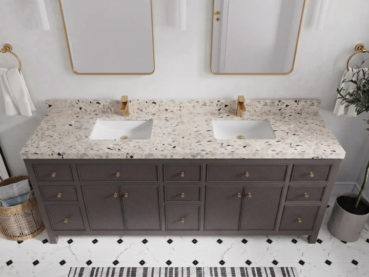 Sonoma 84 in W x 22 in D Free Standing Reeded Double Sink Bathroom Vanity - photo 27