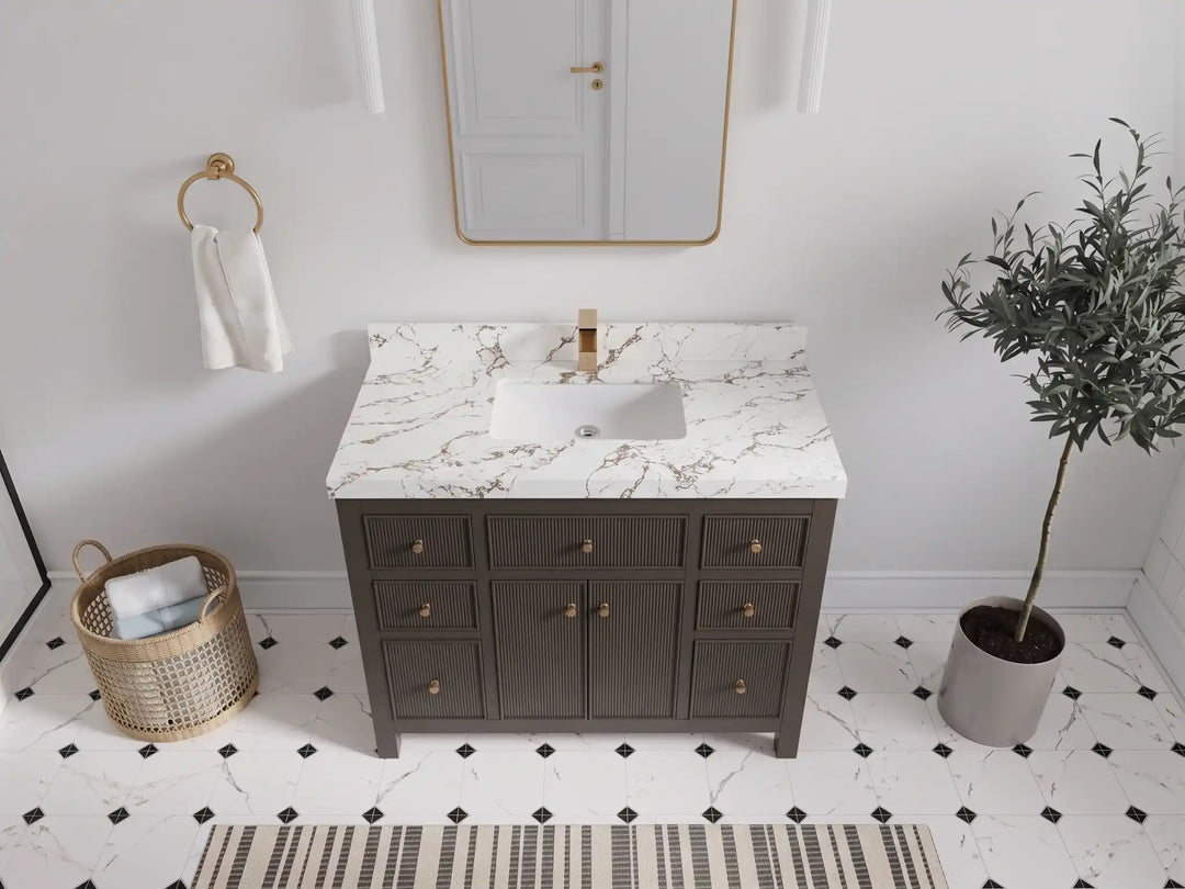 Sonoma 42 in W x 22 in D Free Standing Reeded Single Sink Bathroom Vanity | 
              
                Urbane Bronze
                
                  
             - SON_URB_WHQZ_42 - photo №26