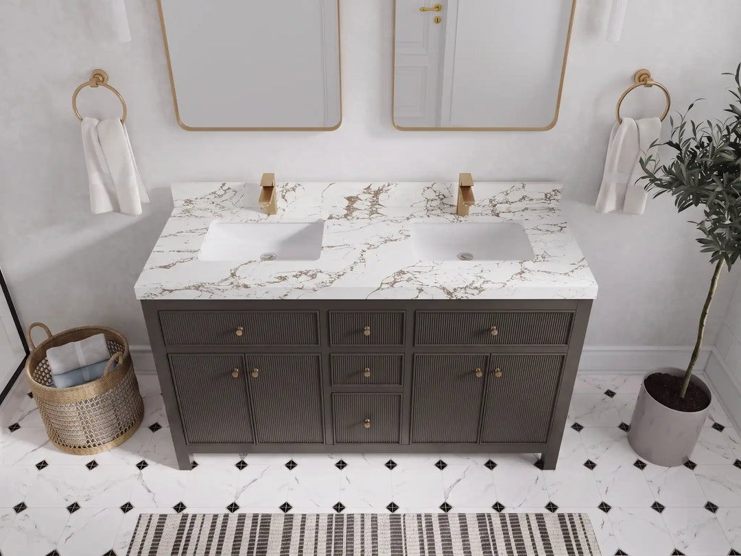 Sonoma 60 in W x 22 in D Free Standing Reeded Double Sink Bathroom Vanity | 
              
                Urbane Bronze
                
                  
             - SON_URB_WHQZ_60D - photo №27