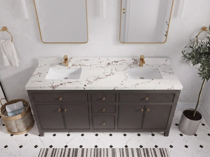 Sonoma 72 in W x 22 in D Free Standing Reeded Double Sink Bathroom Vanity - photo 21