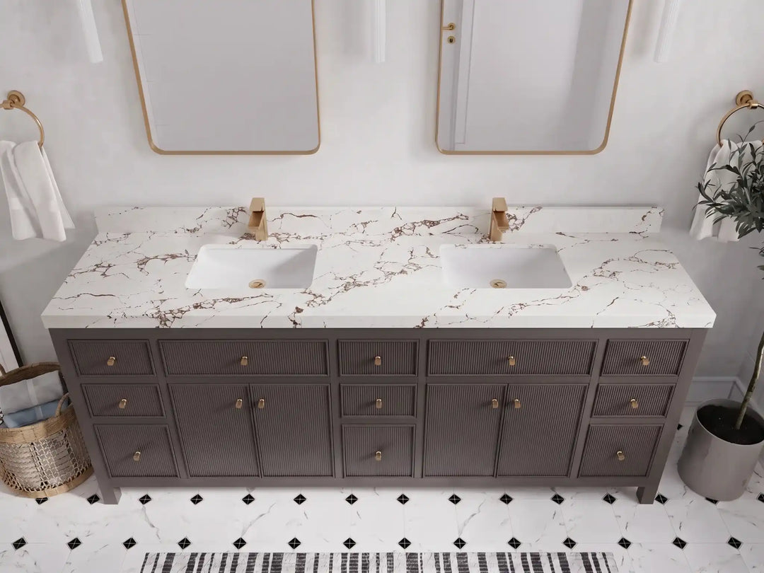 Sonoma 84 in W x 22 in D Free Standing Reeded Double Sink Bathroom Vanity | 
              
                Urbane Bronze
                
                  
             - SON_URB_WHQZ_84D - photo №38