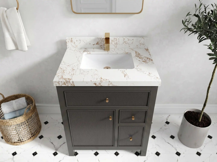 Sonoma 30 in W x 22 in D Reeded Free Standing Single Sink Bathroom Vanity - photo 18