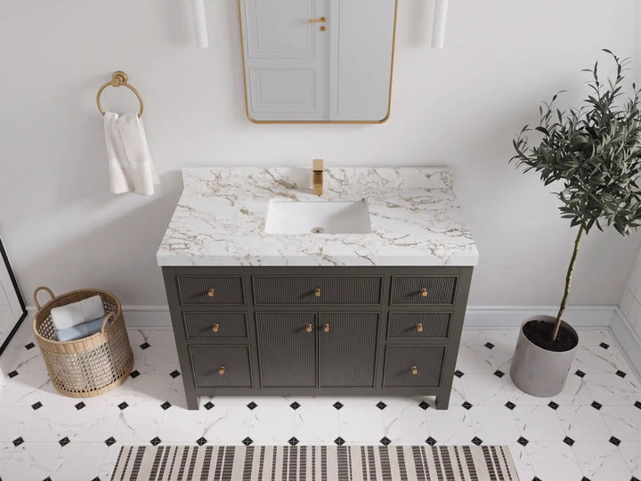 Sonoma 48 in W x 22 in D Free Standing Reeded Single Sink Bathroom Vanity - photo 20