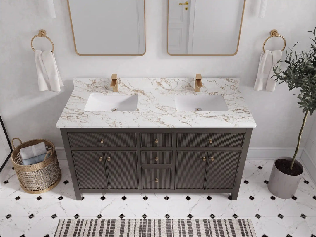 Sonoma 60 in W x 22 in D Free Standing Reeded Double Sink Bathroom Vanity | 
              
                Urbane Bronze
                
                  
             - SON_URB_WHQZ_60D - photo №28