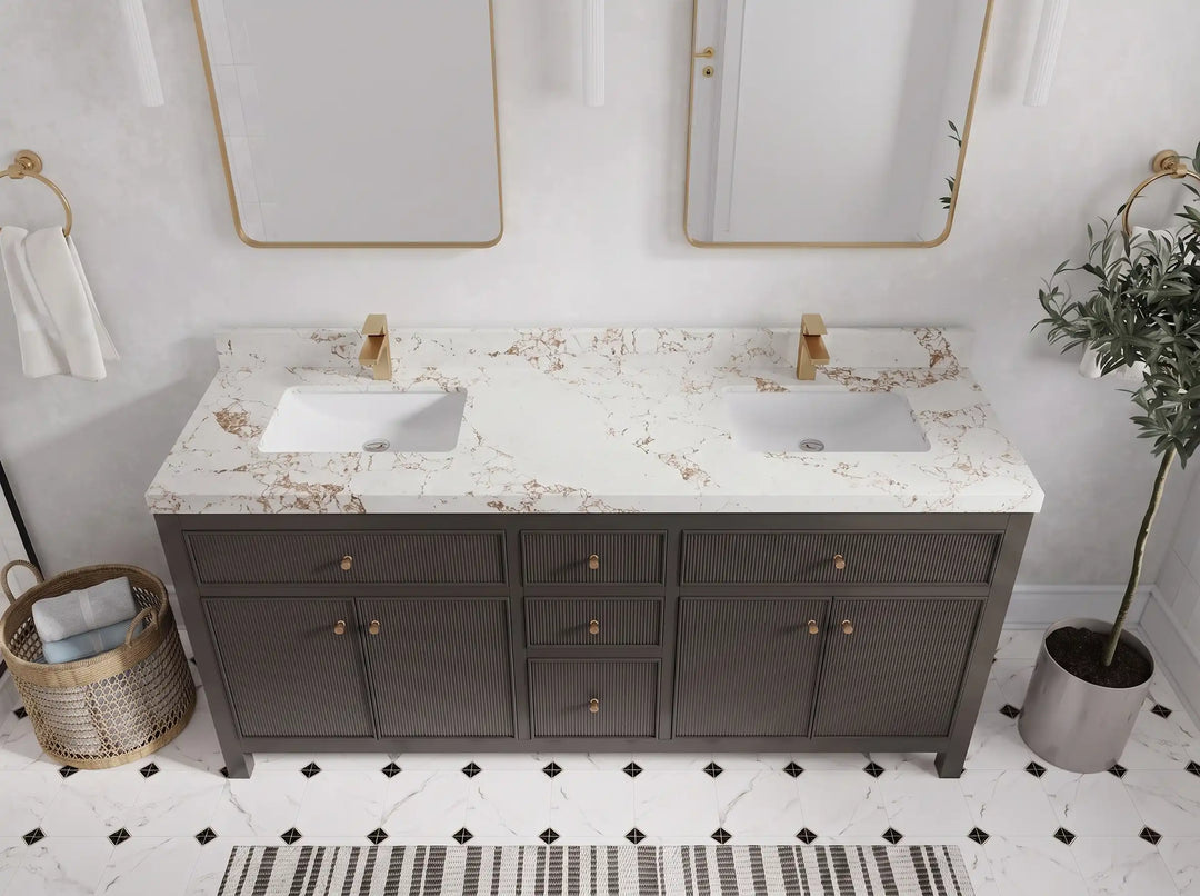 Sonoma 72 in W x 22 in D Free Standing Reeded Double Sink Bathroom Vanity | 
              
                Urbane Bronze
                
                  
             - SON_URB_WHQZ_72D - photo №22