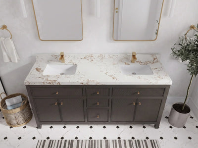 Sonoma 72 in W x 22 in D Free Standing Reeded Double Sink Bathroom Vanity