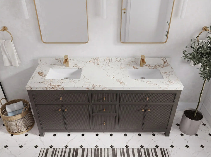 Sonoma 72 in W x 22 in D Free Standing Reeded Double Sink Bathroom Vanity - photo 22