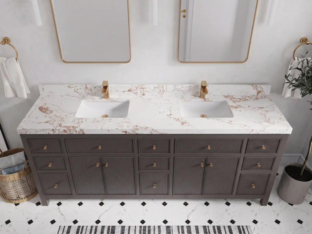 Sonoma 84 in W x 22 in D Free Standing Reeded Double Sink Bathroom Vanity | 
              
                Urbane Bronze
                
                  
             - SON_URB_WHQZ_84D - photo №25