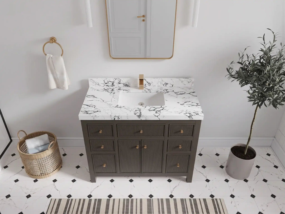 Sonoma 42 in W x 22 in D Free Standing Reeded Single Sink Bathroom Vanity | 
              
                Urbane Bronze
                
                  
             - SON_URB_WHQZ_42 - photo №28