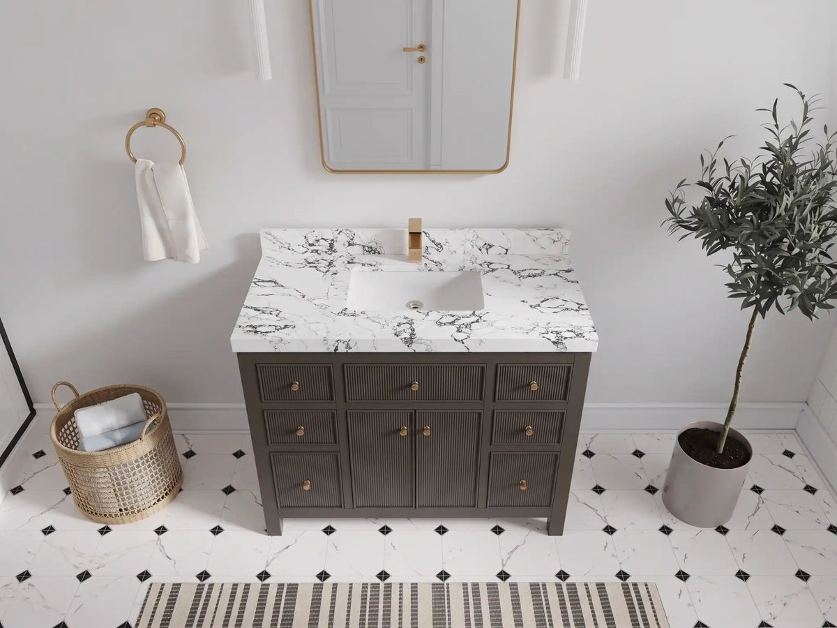 Sonoma 42 in W x 22 in D Free Standing Reeded Single Sink Bathroom Vanity