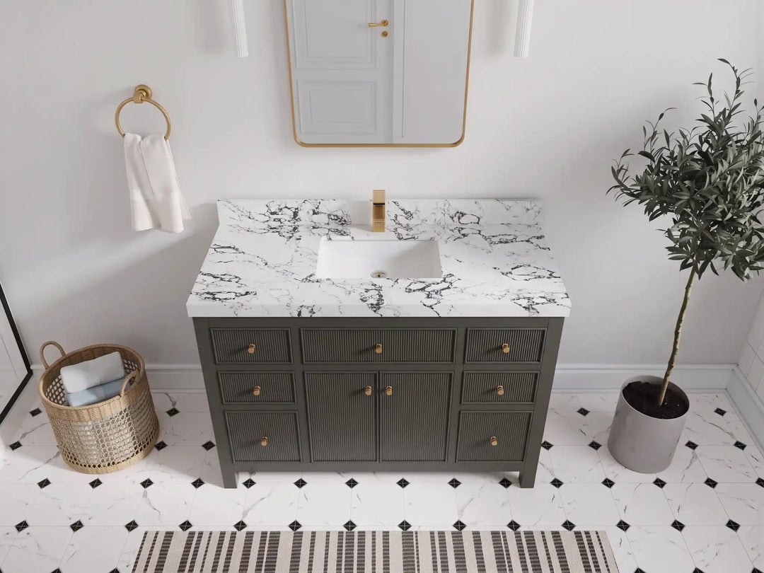 Sonoma 48 in W x 22 in D Free Standing Reeded Single Sink Bathroom Vanity | 
              
                Urbane Bronze
                
                  
             - SON_URB_WHQZ_48S - photo №21