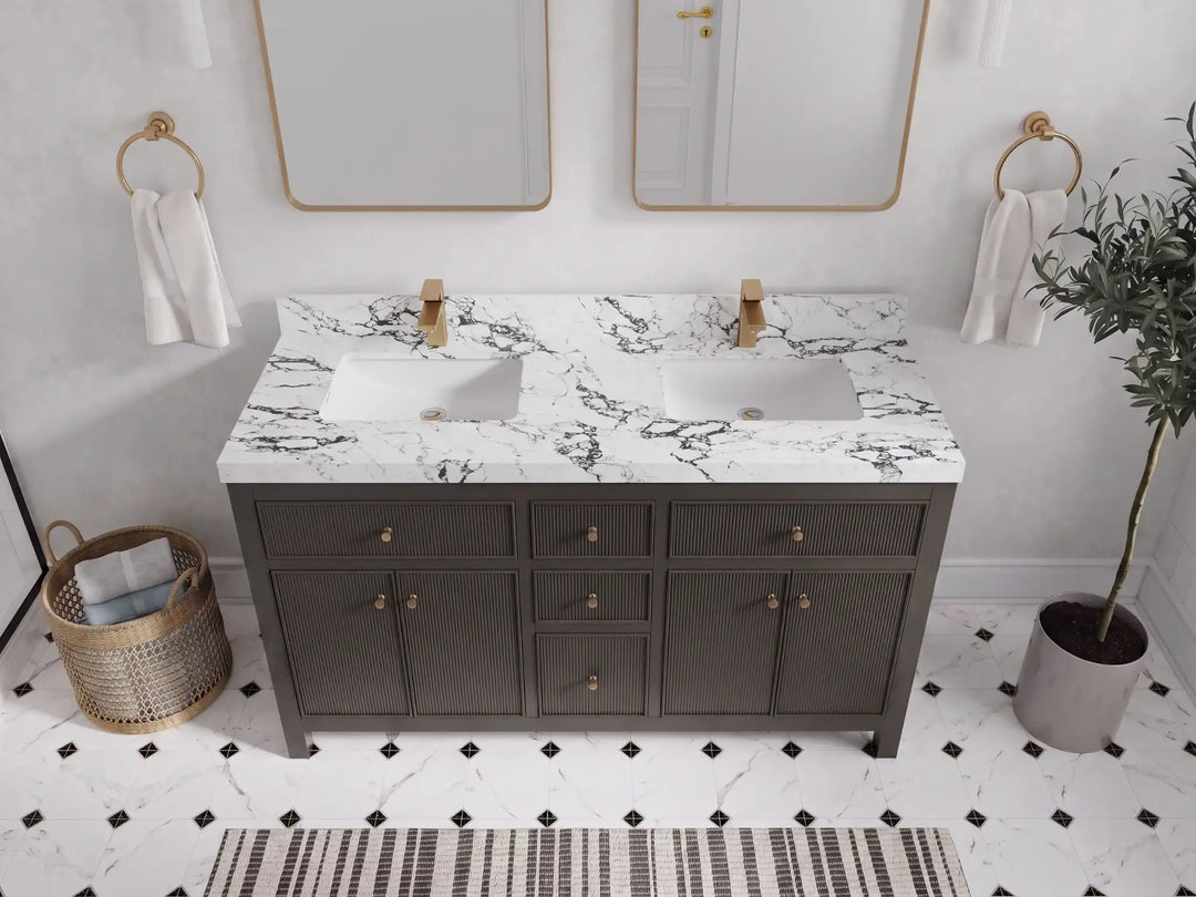 Sonoma 60 in W x 22 in D Free Standing Reeded Double Sink Bathroom Vanity | 
              
                Urbane Bronze
                
                  
             - SON_URB_WHQZ_60D - photo №29