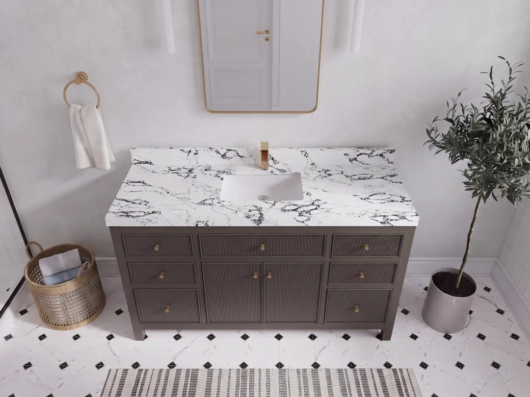 Sonoma 60 in W x 22 in D Free Standing Reeded Single Sink Bathroom Vanity | 
              
                Urbane Bronze
                
                  
             - SON_URB_WHQZ_60S - photo №18