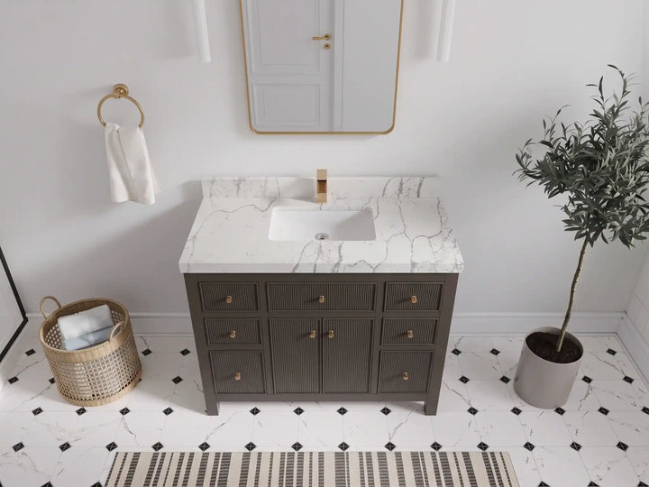 Sonoma 42 in W x 22 in D Free Standing Reeded Single Sink Bathroom Vanity - photo 25