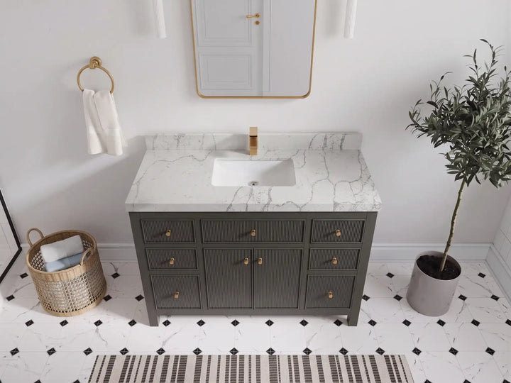Sonoma 48 in W x 22 in D Free Standing Reeded Single Sink Bathroom Vanity - photo 18