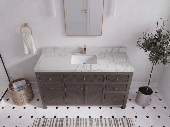 Sonoma 60 in W x 22 in D Free Standing Reeded Single Sink Bathroom Vanity - photo 15