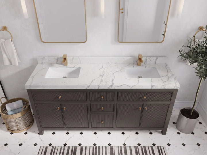 Sonoma 72 in W x 22 in D Free Standing Reeded Double Sink Bathroom Vanity - photo 20