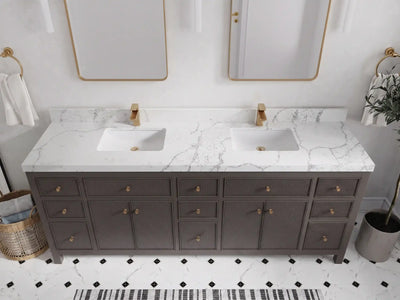 Sonoma 84 in W x 22 in D Free Standing Reeded Double Sink Bathroom Vanity